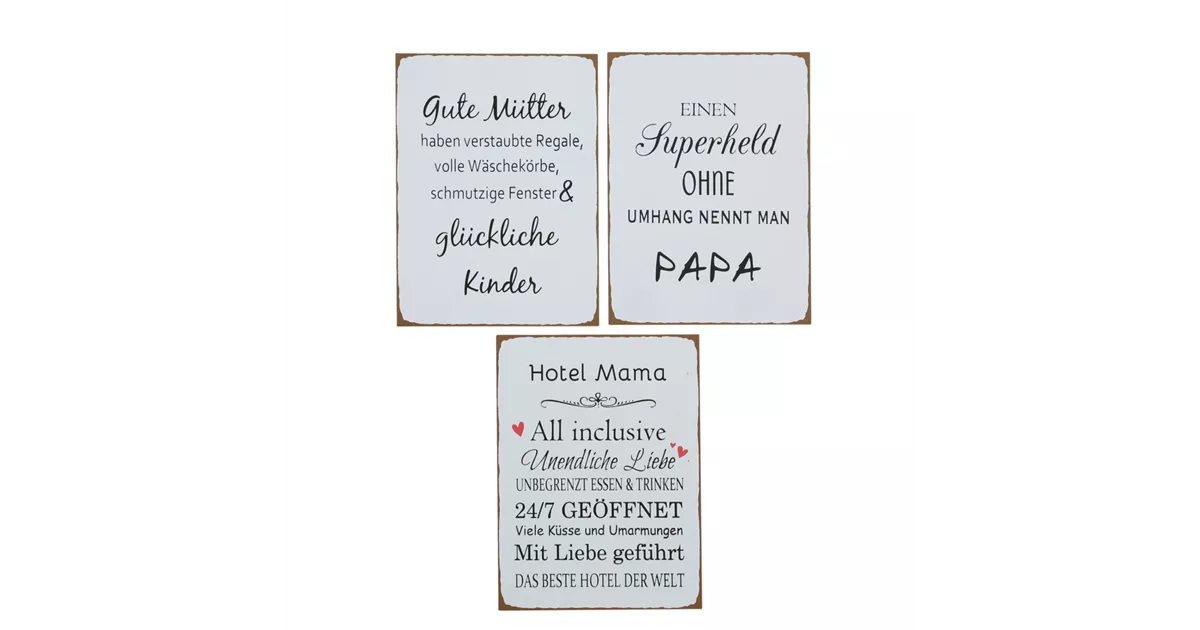 Schild mit Sprüchen zu Familie